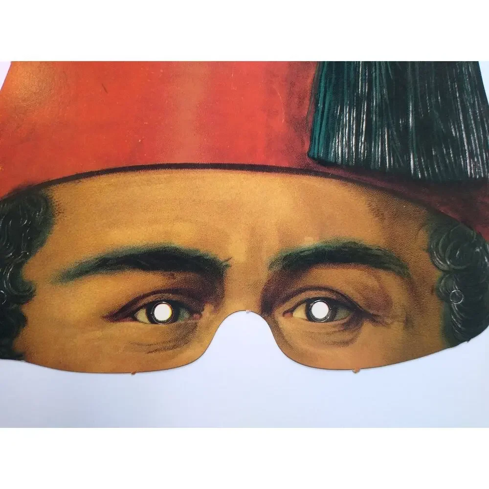 Vintage Paper Fez Hat Costume Mask Eye Mask Middle Eastern Theater